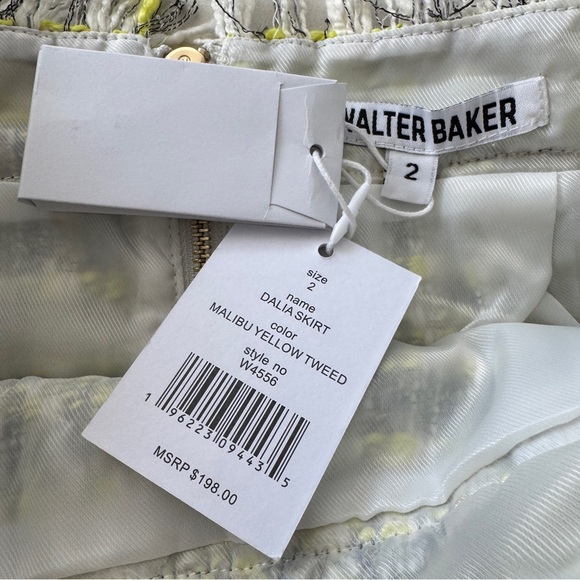NWT Walter Baker Malibu Yellow Tweed Mini Dalia Skirt - Picture 4 of 5